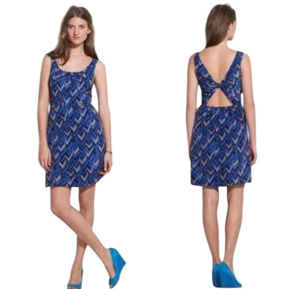 Madewell Broadway & Broome Chevron Silk Twist Back Midi Dress ASO Hannah McKay - Picture 1 of 10